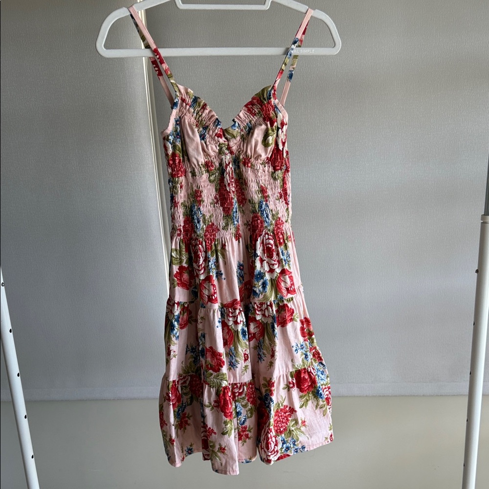 CB Positano Pink Floral Smocked Cotton Sundress Made in Italy